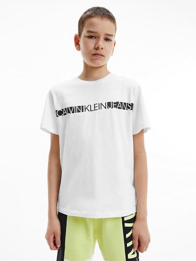 Calvin Klein Ruhák HU920317 | Calvin Klein Organic Cotton Logo Fiu Póló Világos Fehér